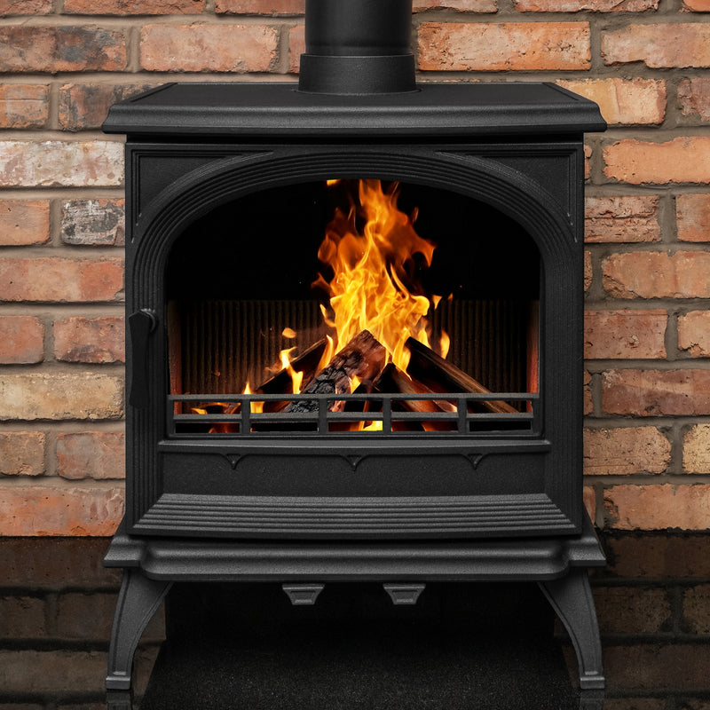 Mazona Albourne Multifuel Stove on red brick background 