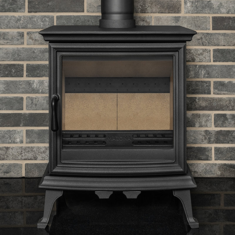 Mazona Bedford multifuel stove grey tile background 