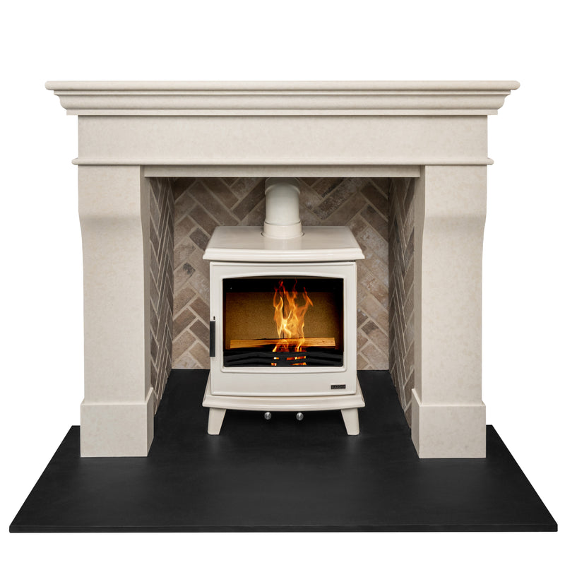 Mazona Cheshire stove cream in a chimney breast on a white background 