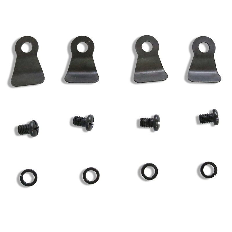 clips and bolts on white background 