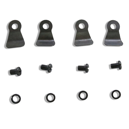 clips and bolts on white background 