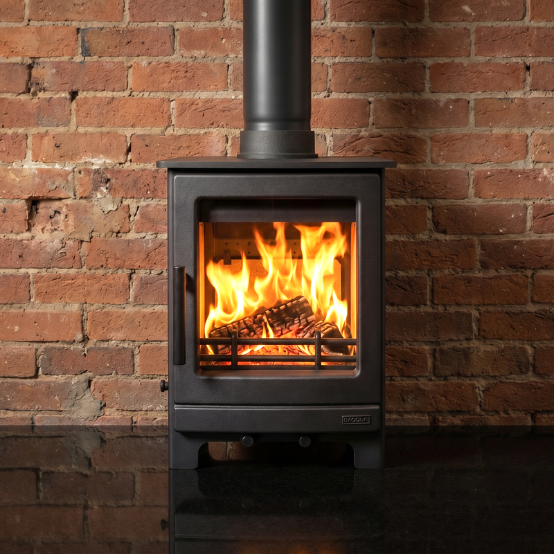 Mazona Ripley 5kW Black Edition Multifuel Woodburning Stove, Freestanding, Eco Design Approved, Defra Approved