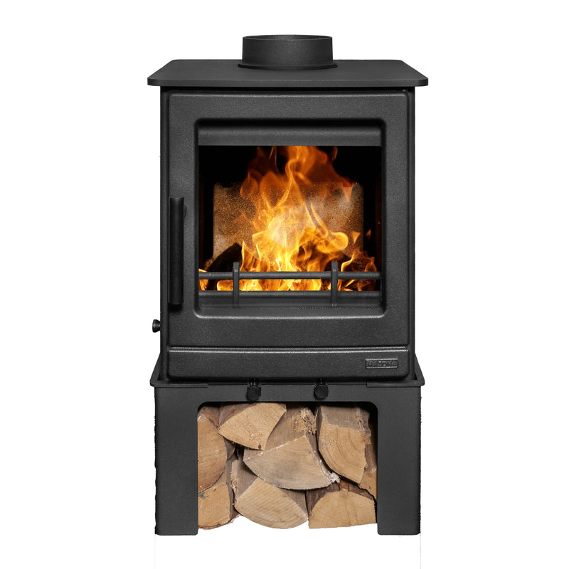 Mazona Ripley 5kW Multifuel Woodburning Stove Black Edition, With Log Store, Freestanding, Eco Design, Defra Approved