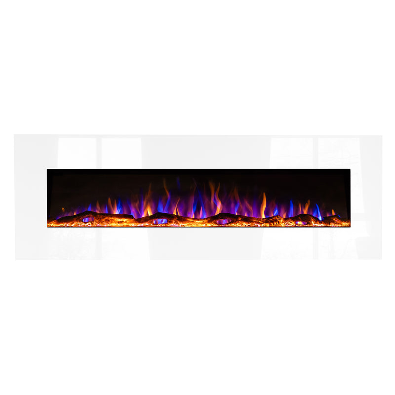 Ezee Glow Grand Zara 60" White Wall Mounted or Recessed / Built In Electric Fire