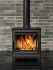 Mazona Ripley stove on grey brick wall 