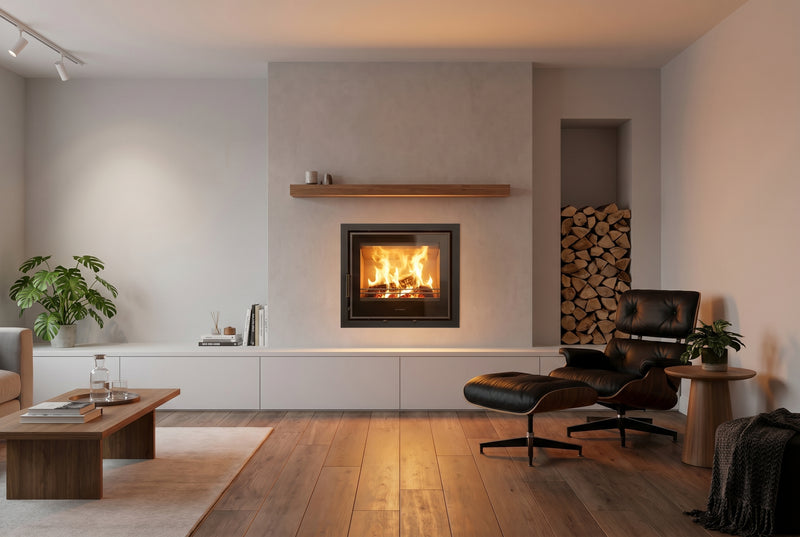 Mazona Clovelly 550 6kW 4 Sided  Glass Trim Stove, Multifuel, Woodburning, Cassette, Inset, Eco Design Approved, Defra Approved