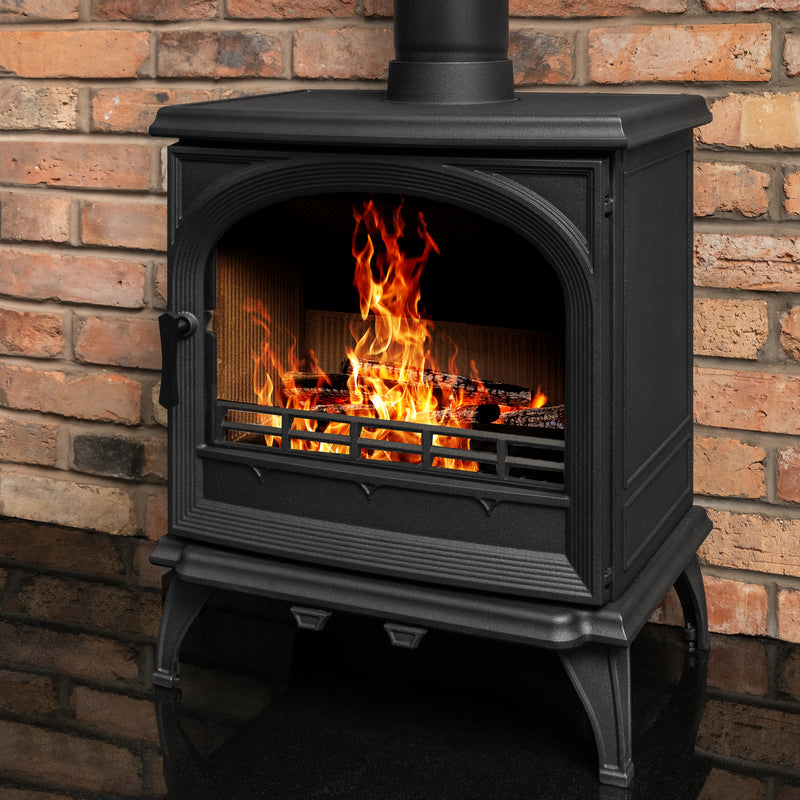 Mazona Albourne Multifuel Stove on red brick background 