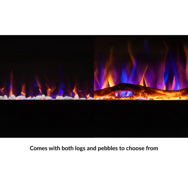 Ezee Glow Grand Zara 60" Metal Frame Wall Mounted or Recessed / Built-In Electric Fire