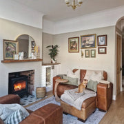 black Multifuel Woodburning Stove in living room