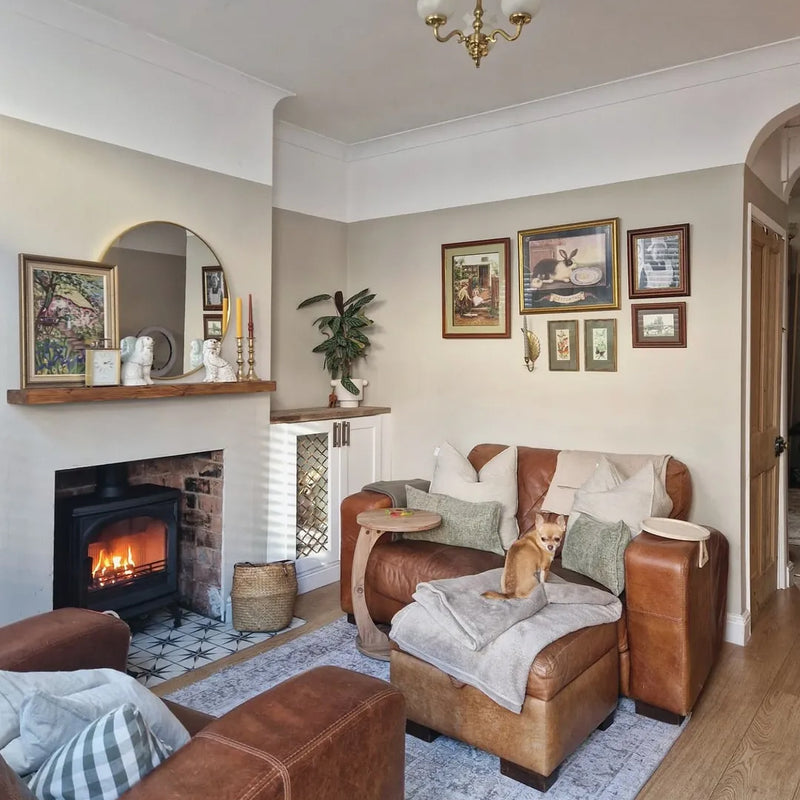 black Multifuel Woodburning Stove in living room