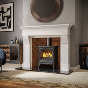 black Multifuel Woodburning Stove In living room