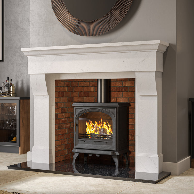 Black Multifuel Woodburning Stove In Living room 