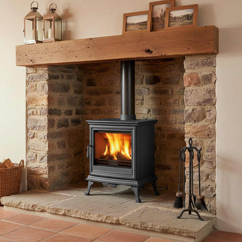 Mazona Bedford 8kW Stove in Grey, Multifuel, Woodburning, Freestanding, Eco Design Approved, Defra Approved
