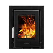 Mazona Clovelly 400 5kW 3 Sided Glass Trim Stove, Multifuel, Woodburning, Cassette, Inset, Eco Design Approved, Defra Approved on white background