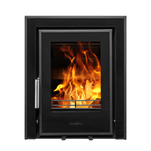 Mazona Clovelly 400 5kW 3 Sided Glass Trim Stove, Multifuel, Woodburning, Cassette, Inset, Eco Design Approved, Defra Approved on white background
