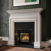 3 Sided Glass Trim Stove in living room