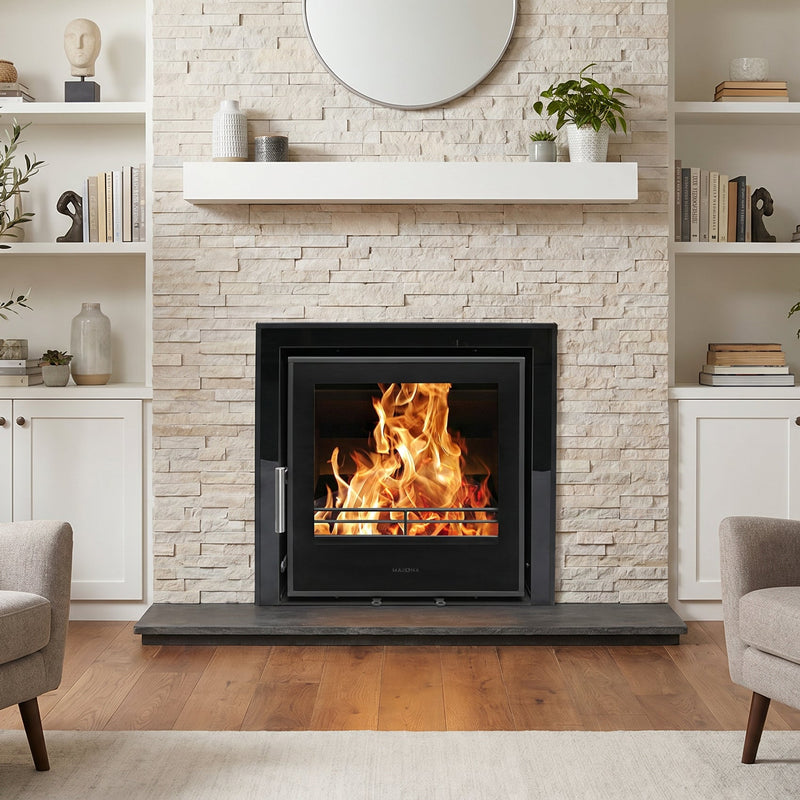 Mazona Clovelly 550 6kW 3 Sided Glass Trim Stove, Multifuel, Woodburning, Cassette, Inset, Eco Design Approved, Defra Approved