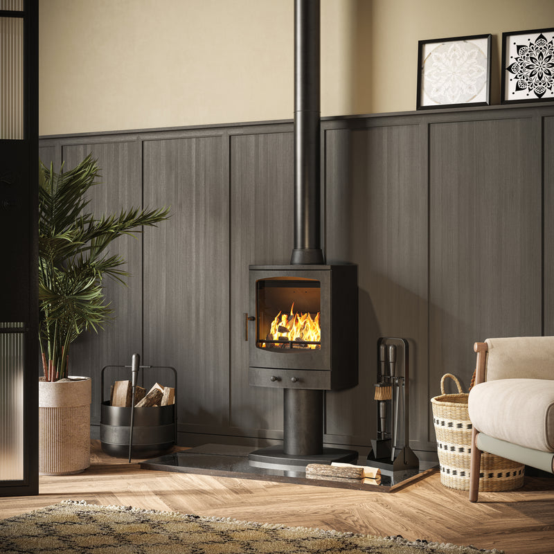 Mazona Eco Crewe 5kW Stove, Multifuel, Woodburning, Pedestal, Freestanding, Eco Design Approved, Defra Approved