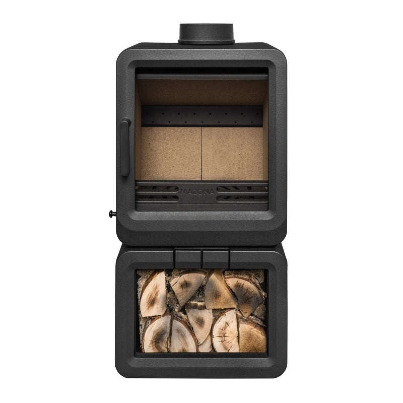 Grey wood stove on a white background 