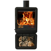 Grey wood stove on a white background 
