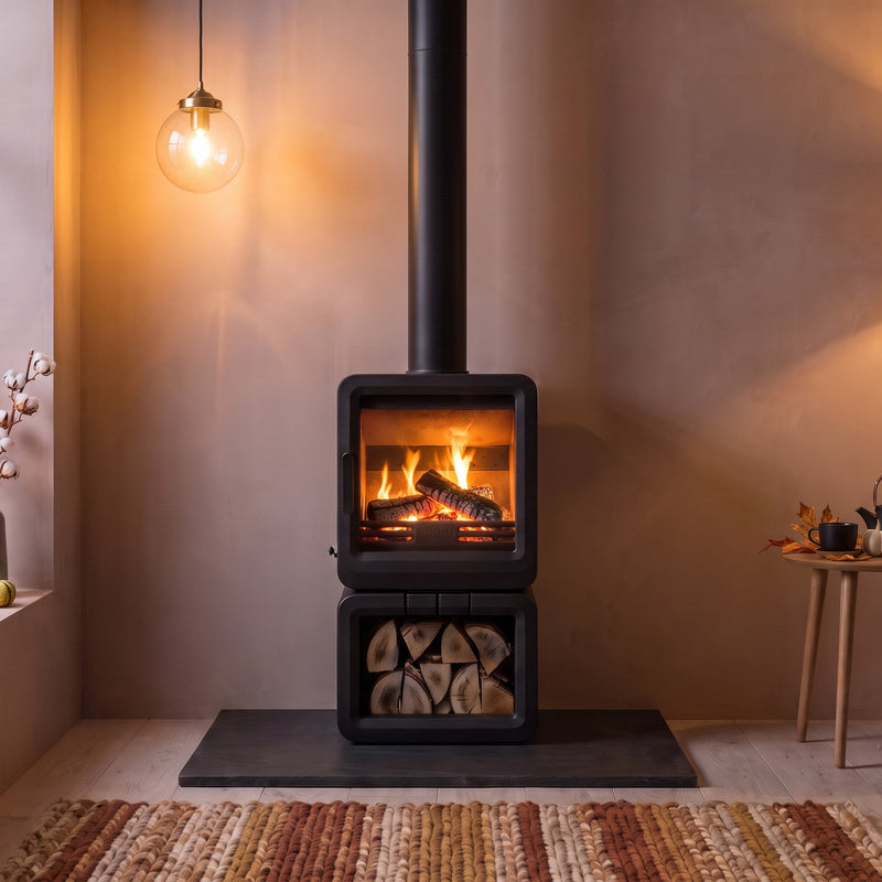 Cosy living room with mazona heatwave stove burning 