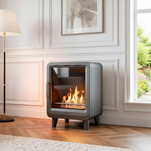 Modern Bioethanol stove in living room 