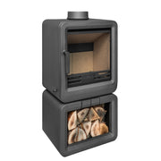 Grey wood stove on a white background 