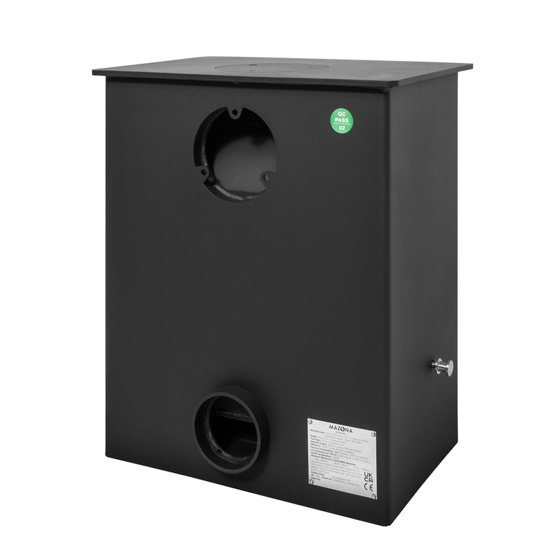 Behind of Black Mazona Multifuel Woodburning Stove