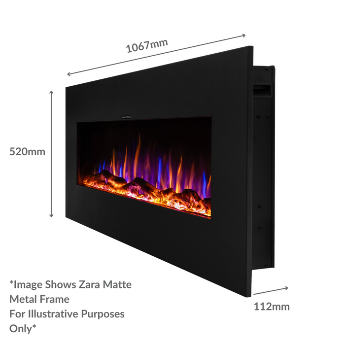 Ezee Glow Mini Zara Black Wall Mounted or Recessed / Built In Electric Fire