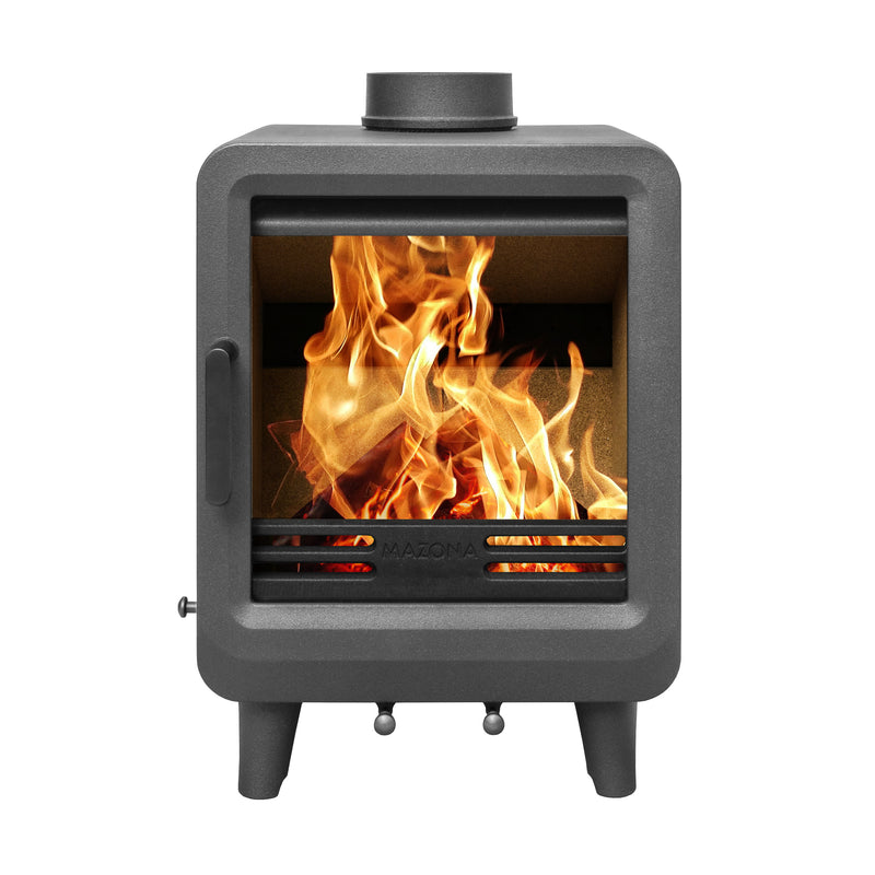 Mazona Heatwave 5kW Multifuel Woodburning Stove, Grey Freestanding Eco Design Approved, Defra Approved