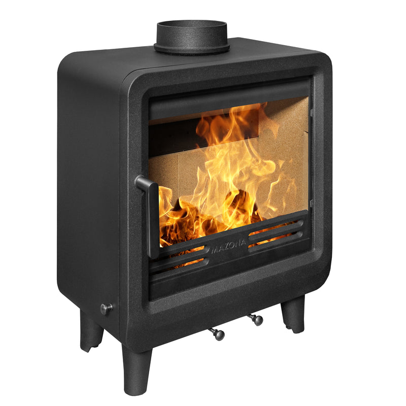 Mazona Heatwave 5kW Widescreen Multifuel Woodburning Stove, Freestanding, Eco Design, Approved Defra Approved