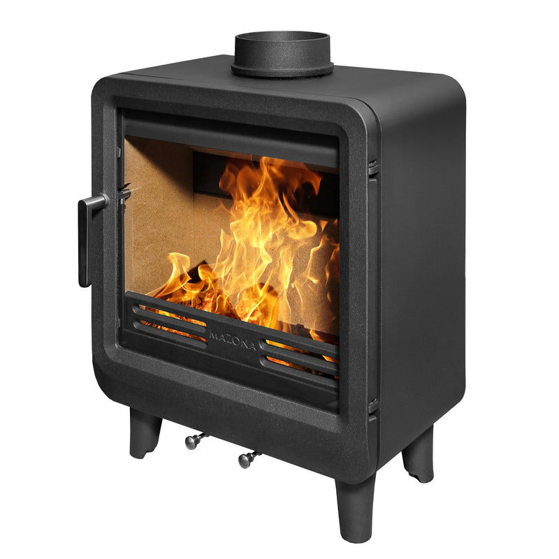 Mazona Heatwave 5kW Widescreen Multifuel Woodburning Stove, Freestanding, Eco Design, Approved Defra Approved