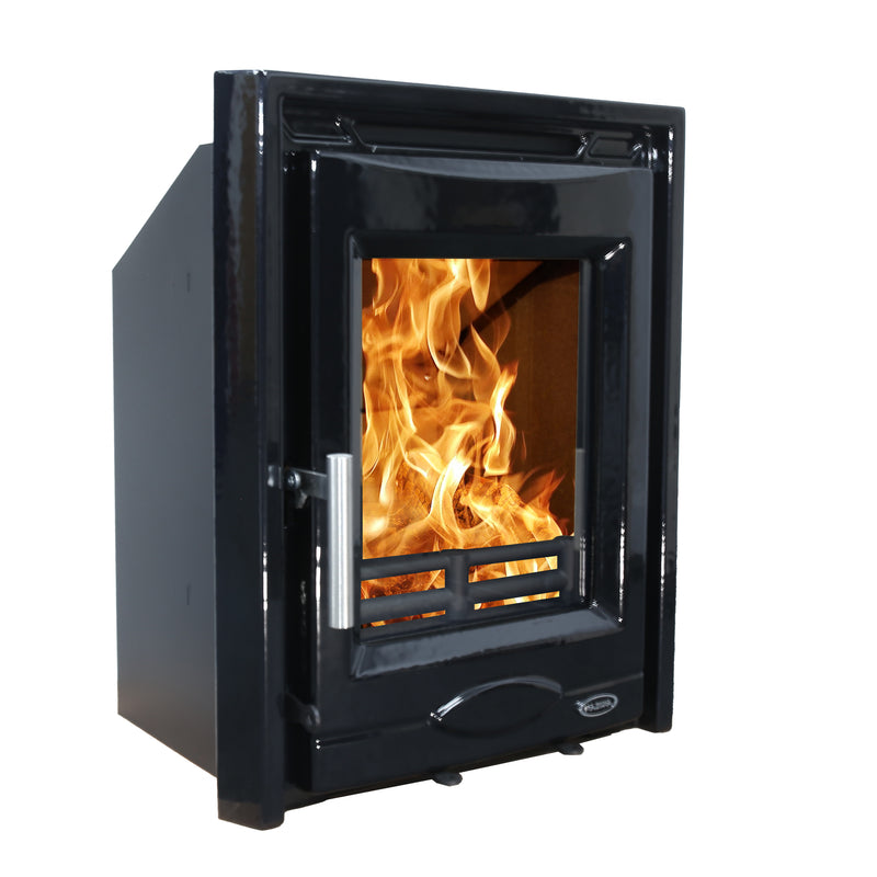 Mazona Dedham 5kW Stove Enamel Black, Multifuel, Woodburning, Inset, Eco Design Approved, Defra Approved