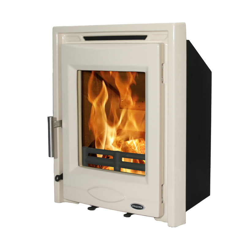 Mazona Dedham 5kW Stove Enamel Cream, Multifuel, Woodburning, Inset, Eco Design Approved, Defra Approved