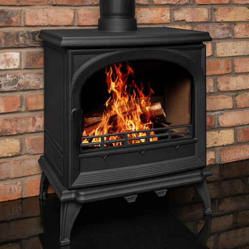 Mazona Albourne Multifuel Stove on red brick background 