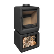 Grey wood stove on a white background 