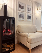 Ezee Glow E-Solera Electric Freestanding Stove With Log Store 1.9kW in living room setting