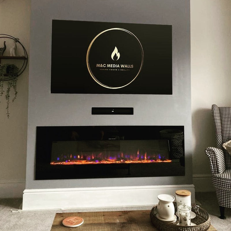 Ezee Glow Grand Zara 60" Black Wall Mounted or Recessed / Built In Electric Fire