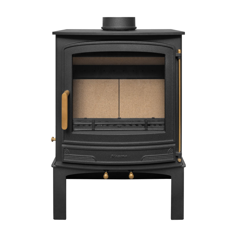 Mazona Warwick Widescreen 5kW Multifuel Woodburning Stove, With Log Store, Freestanding, Eco Design Approved, Defra Approved