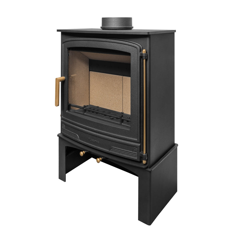 Mazona Warwick Widescreen 5kW Multifuel Woodburning Stove, With Log Store, Freestanding, Eco Design Approved, Defra Approved