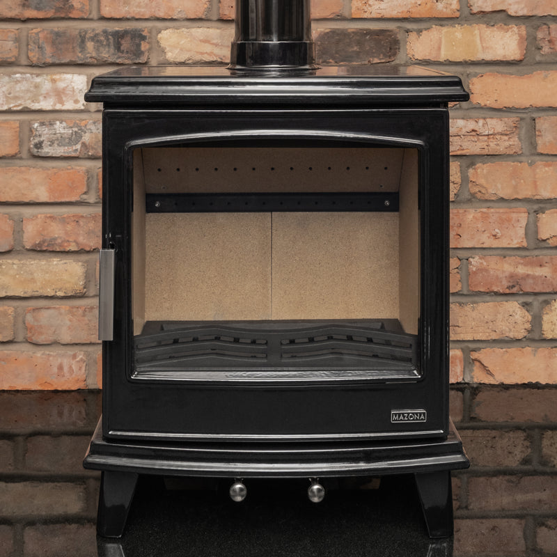 Mazona Cheshire 5kW Black Enamel Multifuel Woodburning Stove, Eco Design Approved, Defra Approved