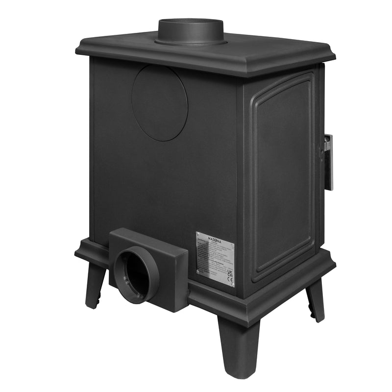 Mazona Cheshire 7kW Multifuel Woodburning Stove in Satin Black, Eco Design Approved, Defra Approved