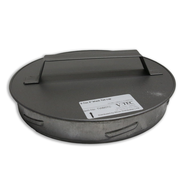 5 Inch Black Twin Wall Flue Tee Cap Only