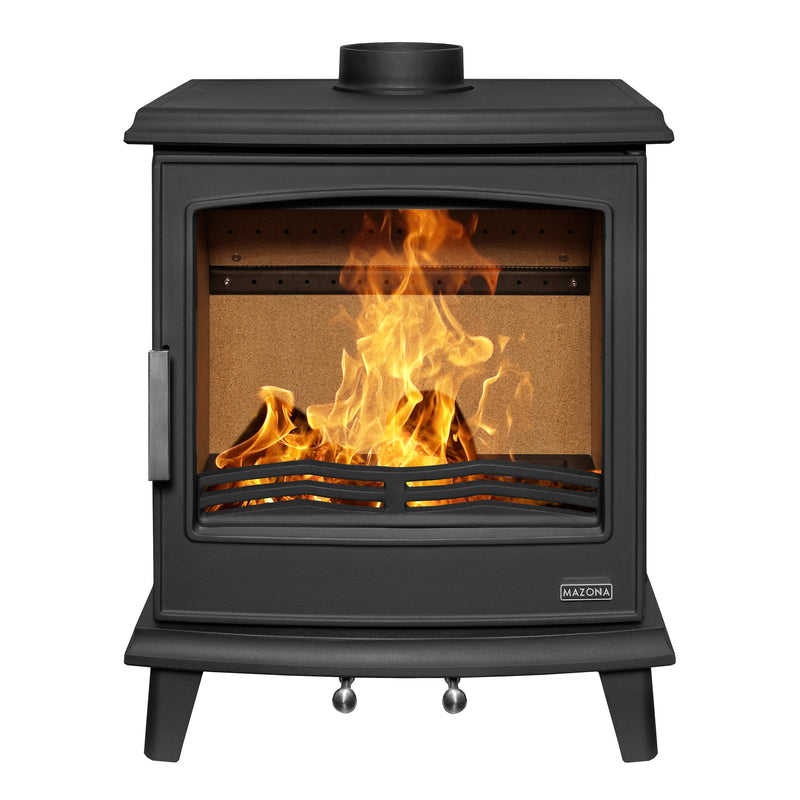 Mazona Cheshire 7kW Multifuel Woodburning Stove in Satin Black, Eco Design Approved, Defra Approved