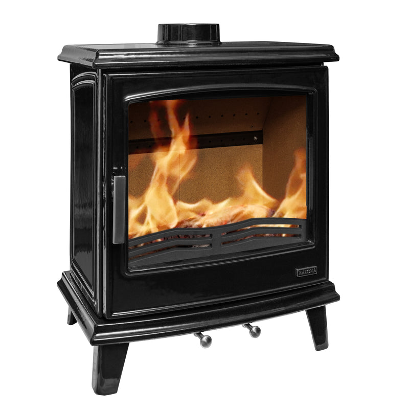 Mazona Cheshire 5kW Black Enamel Multifuel Woodburning Stove, Eco Design Approved, Defra Approved