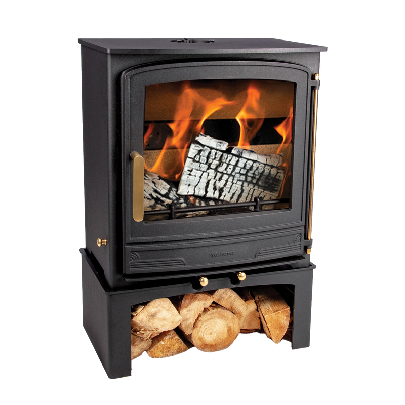 Mazona Warwick 8kW Multifuel Woodburning Stove, With Log Store, Freestanding, Eco Design Approved, Defra Approved