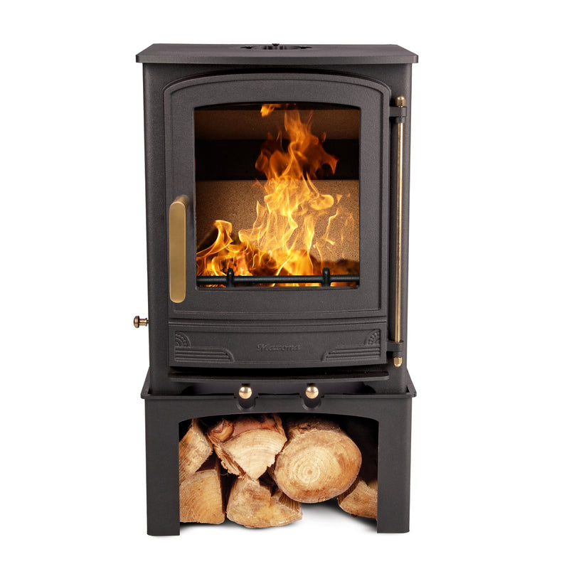 Mazona Warwick 5kW Multifuel Woodburning Stove, With Log Store, Freestanding, Eco Design Approved, Defra Approved