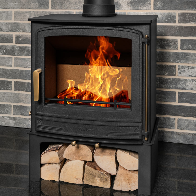 Mazona Warwick 8kW Multifuel Woodburning Stove, With Log Store, Freestanding, Eco Design Approved, Defra Approved