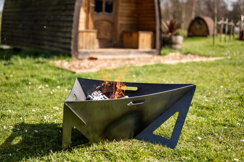 outside fire pit in garden 