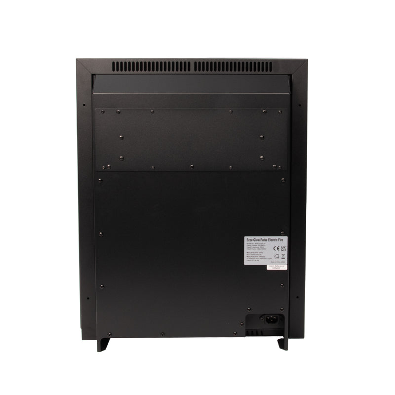 The back of a Ezee Glow Pulse Black Inset Electric Fire With Glass Trim
